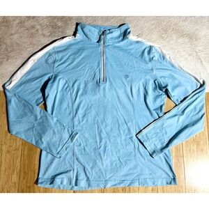 Coolibar 1/4 Zip UPF 50+ Long Sleeve Pullover Size Medium Light Blue Womens Golf